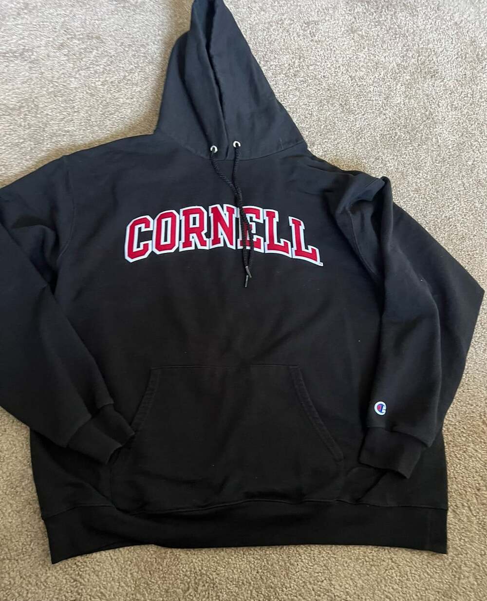 Champion Cornell University Big Red Black Pullover Hoodie Sweatshirt XL